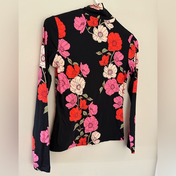 The Westside nylon/spandex floral mock neck top - Picture 2 of 9